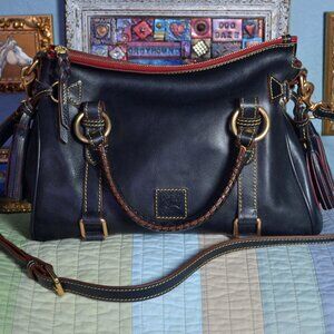 Dooney & Bourke Navy Florentine Small Satchel Purse Bag Fab Condition